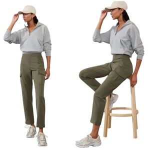 ATHLETA ENDLESS CARGO PANT NWT COMMUTE TRAVEL STRETCHY ATHLEISURE 14 MOSS GREEN